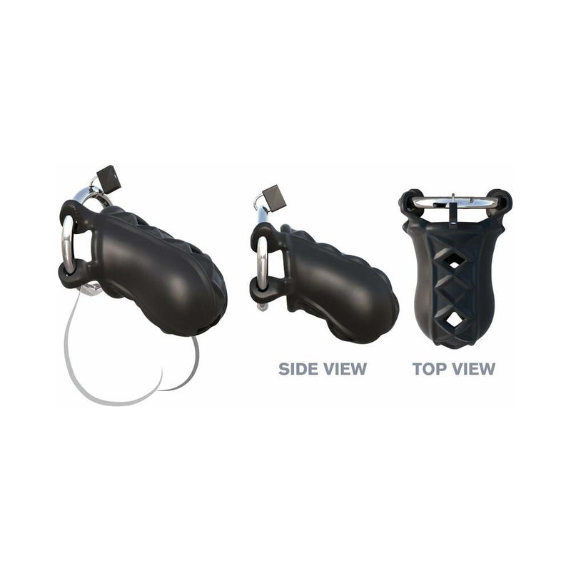 Fantasy C-Ringz Extreme Silicone Cock Blocker Locking Chastity Cage Black
