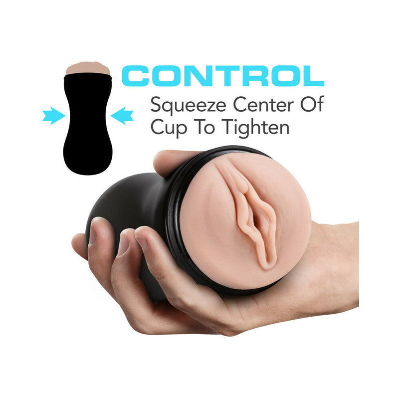 M for Men Soft + Wet Pussy with Pleasure Orbs Self-Lubricating Vagina Stroker Beige