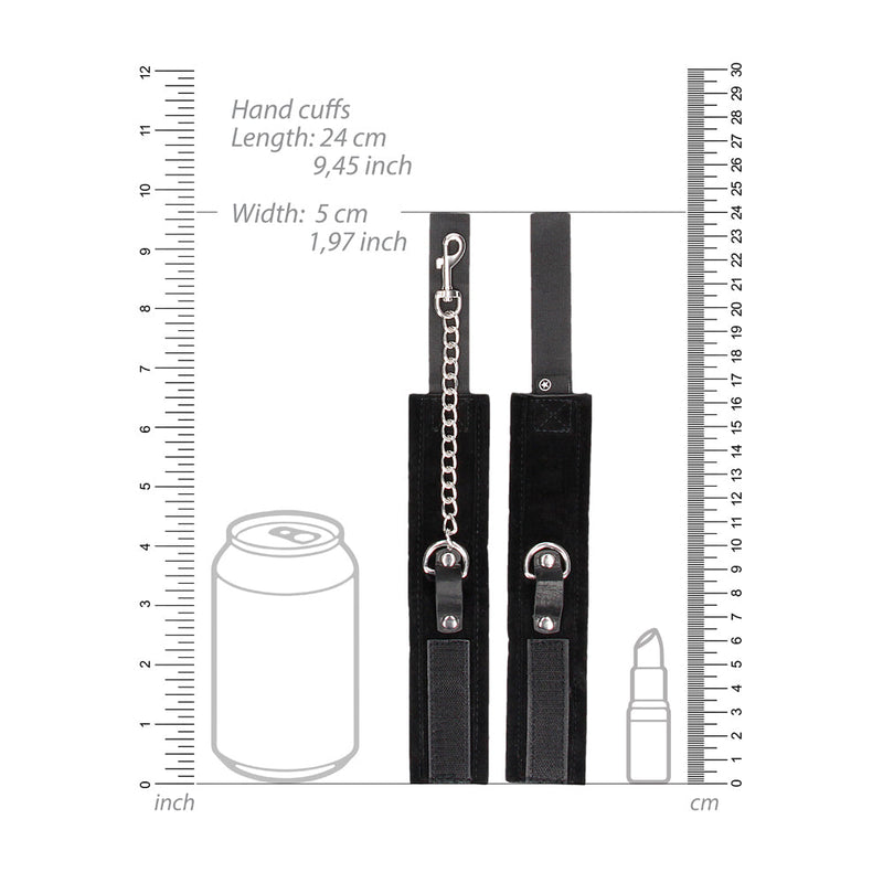Ouch! Black & White Adjustable Velcro Collar With Leash & Wrist Cuffs Black