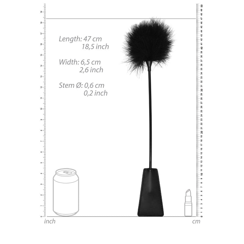 Ouch! Black & White Dual-Ended Crop With Feather Tickler Black
