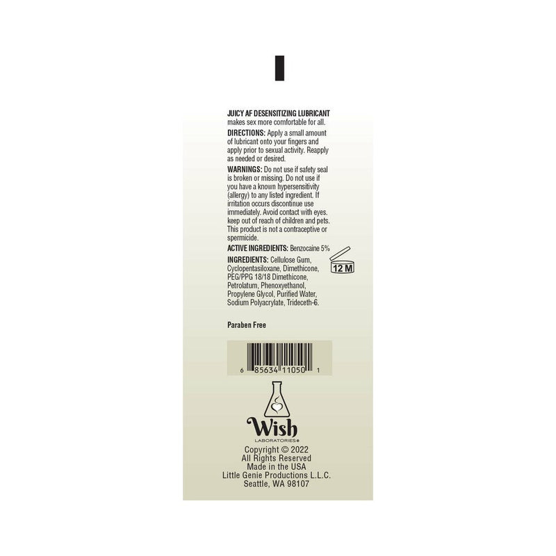 Juicy AF Desensitizing Gel Lubricant 4 oz.