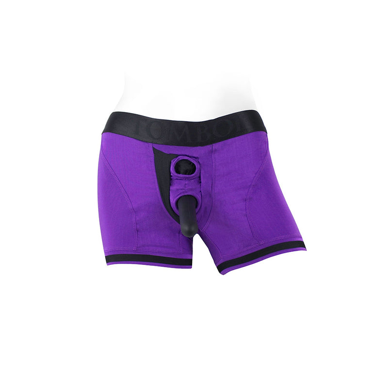 SpareParts Tomboii Nylon Boxer Briefs Harness Purple/Black Size S