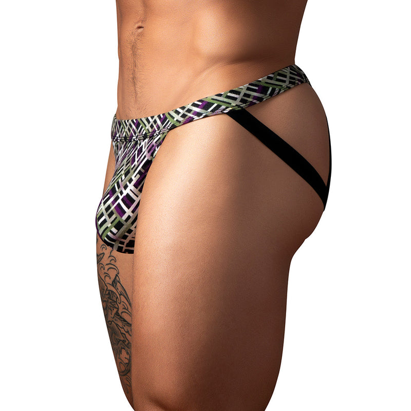 Male Power Gridlock'd Jock with Strap Print S/M
