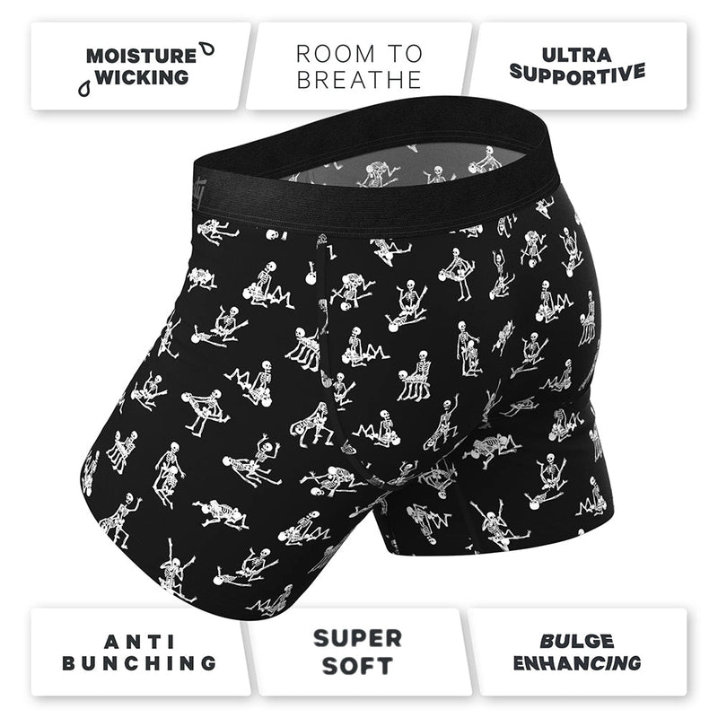 Shinesty The Bare Back Bones Glow-in-the-Dark Skeletons Ball Hammock Pouch Underwear with Fly 5XL