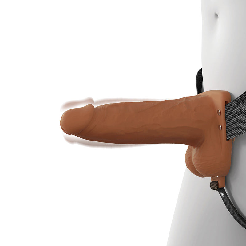 Fantasy X-Tensions Elite Vibrating Hollow Silicone Strap-On 6 in. Brown