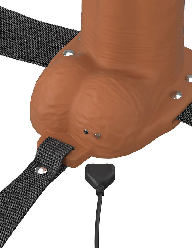 Fantasy X-Tensions Elite Vibrating Hollow Silicone Strap-On 6 in. Brown