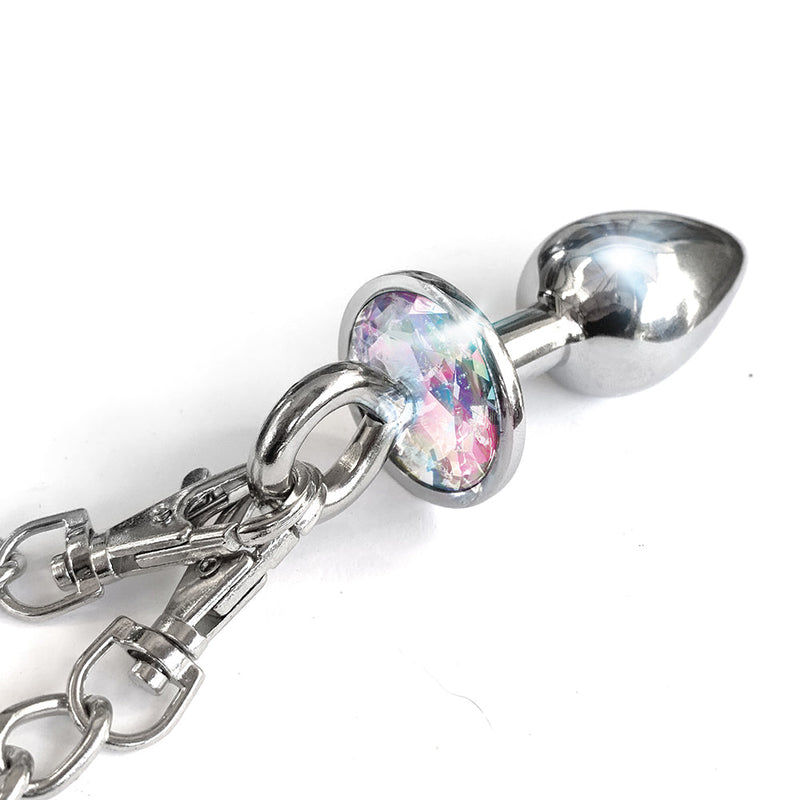 NIXIE Metal Butt Plug & Furry Handcuff Set Medium Unicorn