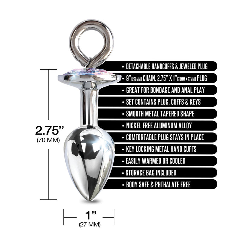 NIXIE Metal Butt Plug & Furry Handcuff Set Medium Unicorn