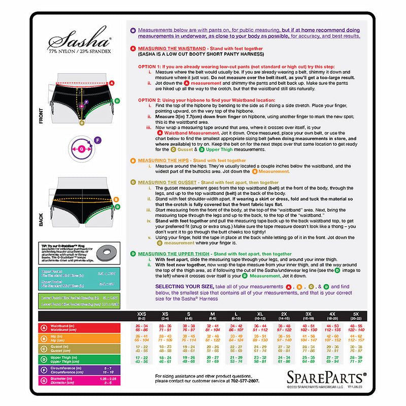 SpareParts Sasha Cinch Booty Short Harness Red/Black Size M